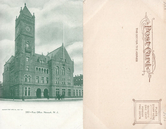 NEWARK N.J. POST OFFICE UNDIVIDED ANTIQUE POSTCARD