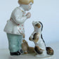 RUSSIAN 1950s PORCELAIN FIGURE GIRL w/ DOG & DOLL vintage