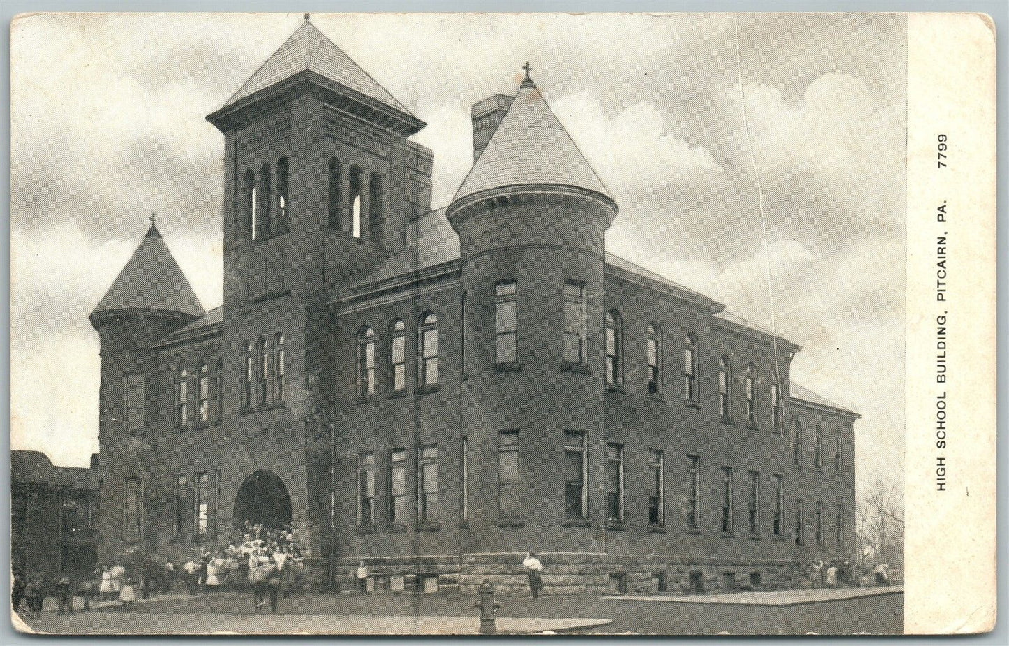 PITCAIRN PA HIGH SCHOOL 1907 ANTIQUE POSTCARD