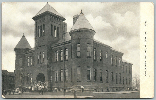 PITCAIRN PA HIGH SCHOOL 1907 ANTIQUE POSTCARD