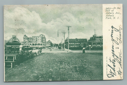 ASBURY PARK NJ FOOT OF ASBURY AVE. ANTIQUE POSTCARD