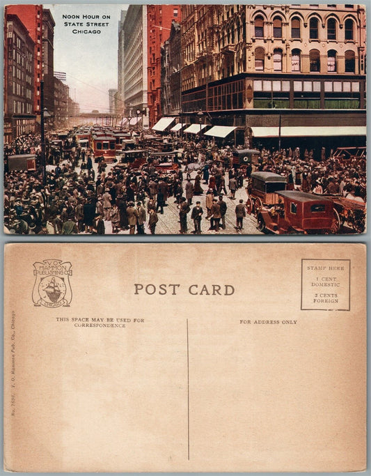 CHICAGO IL STATE STREET NOON HOUR ANTIQUE POSTCARD