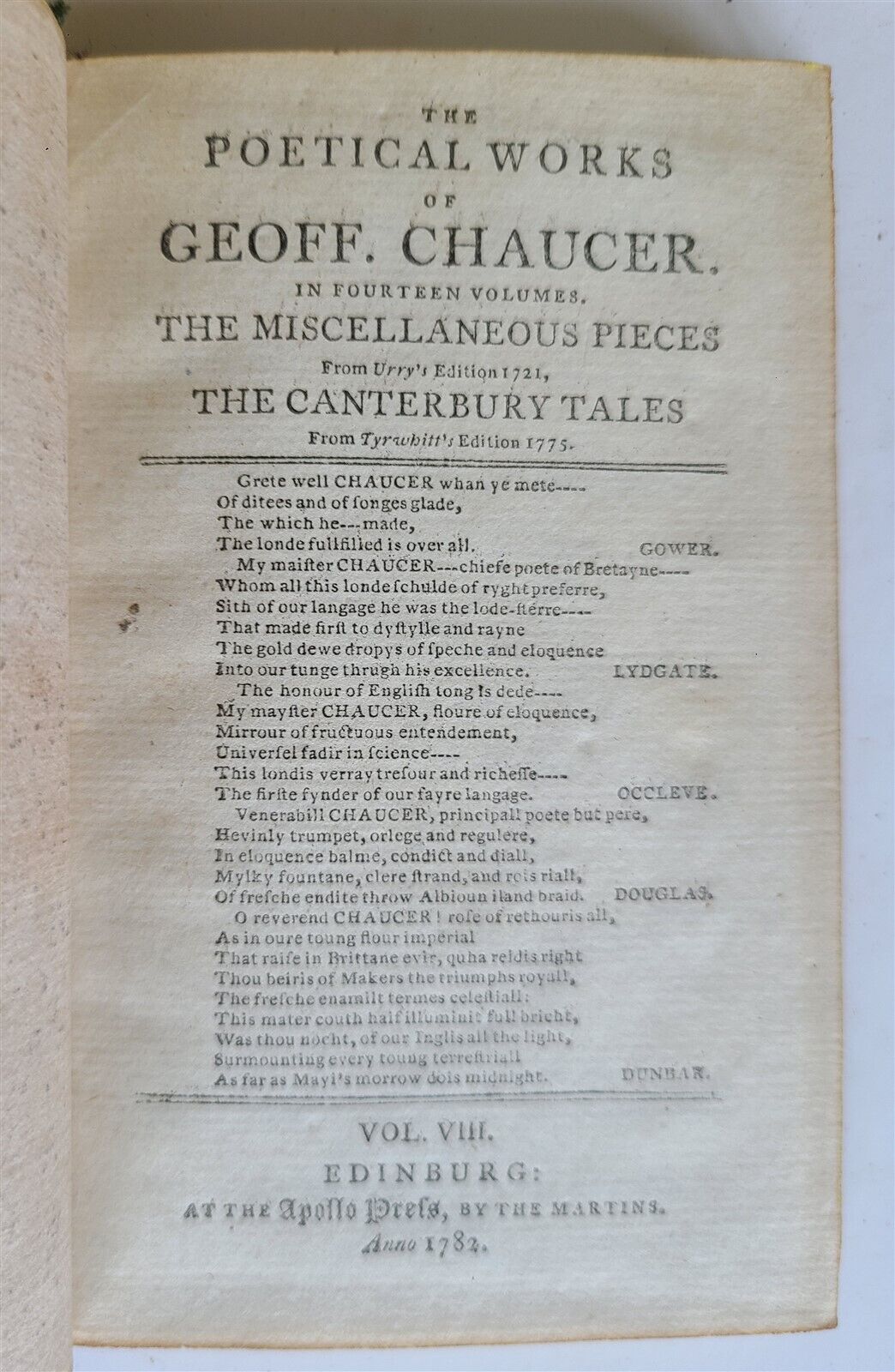 1782 POETICAL WORKS of GEOFFREY CHAUCER antique 11 VOLUMES in ENGLISH