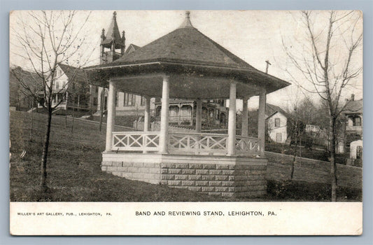 LEHIGHTON PA BAND & REVIEWING STAND ANTIQUE POSTCARD