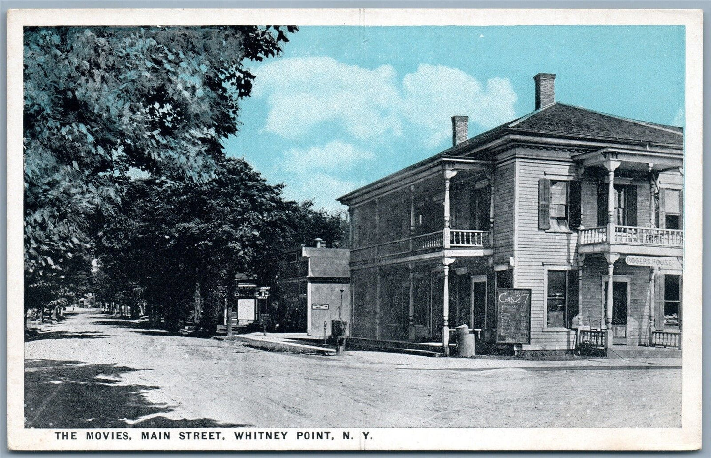 WHITNEY POINT NY MAIN STREET THE MOVIES ANTIQUE POSTCARD
