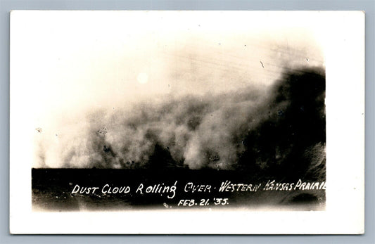 WESTERN KANSAS PRAIRIE DUST CLOUD ANTIQUE REAL PHOTO POSTCARD RPPC