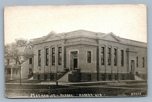 AURORA NE METHODIST CHURCH ANTIQUE POSTCARD