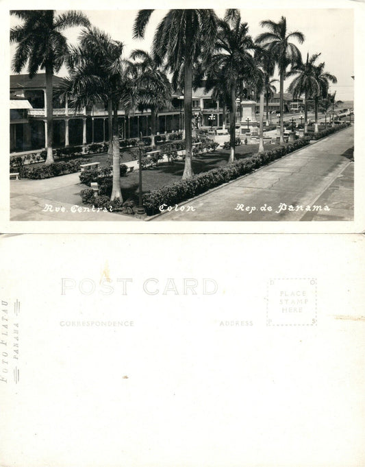 PANAMA COLON AVE. CENTRAL VINTAGE REAL PHOTO POSTCARD RPPC