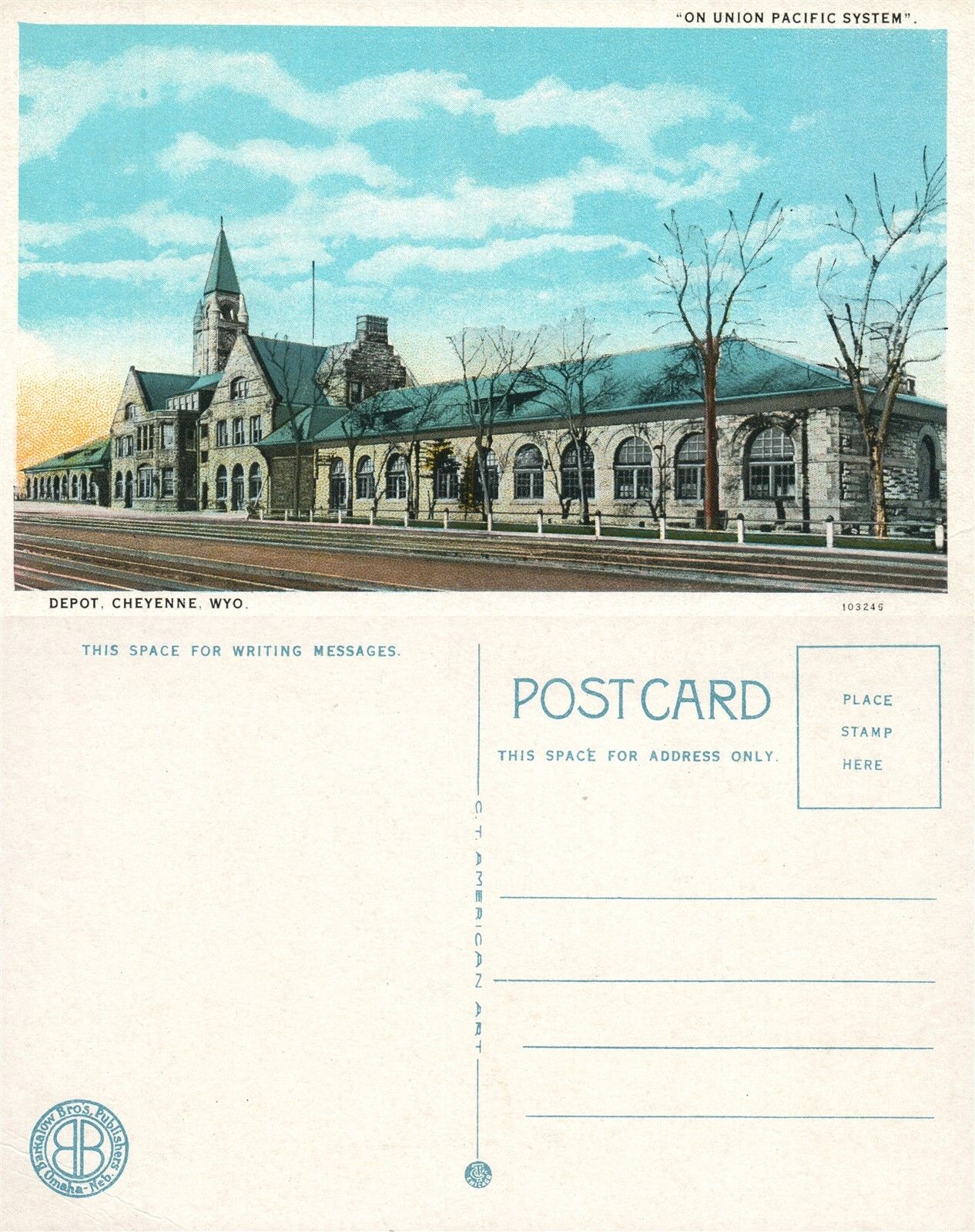 CHEYENNE WYO RAILWAY DEPOT ANTIQUE POSTCARD RAILROAD STATION