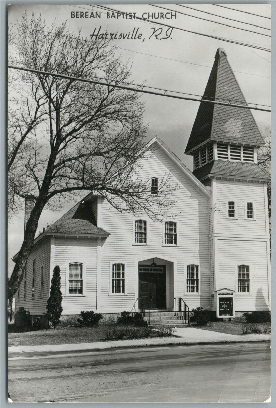 HARRISVILLE RI BEREAN BAPTIST CHURCH VINTAGE REAL PHOTO POSTCARD RPPC