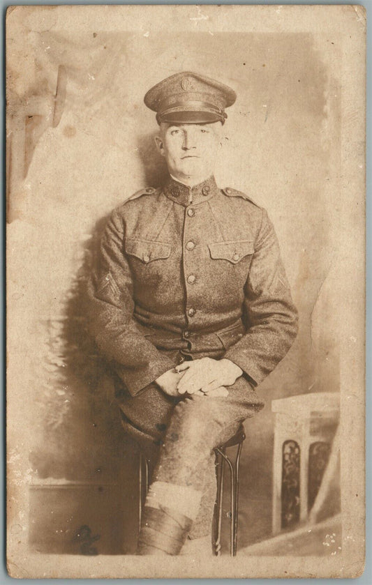 WWI AMERICAN OFFICER ANTIQUE REAL PHOTO POSTCARD RPPC