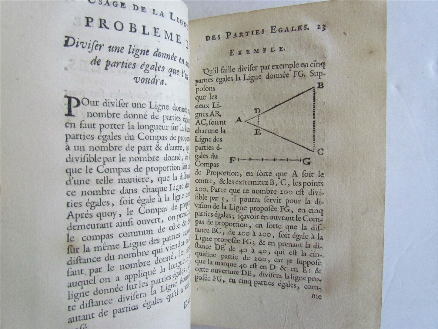 1691 USAGE of COMPASS ILLUSTRATED antique L´USAGE DU COMPAS DE PROPORTION