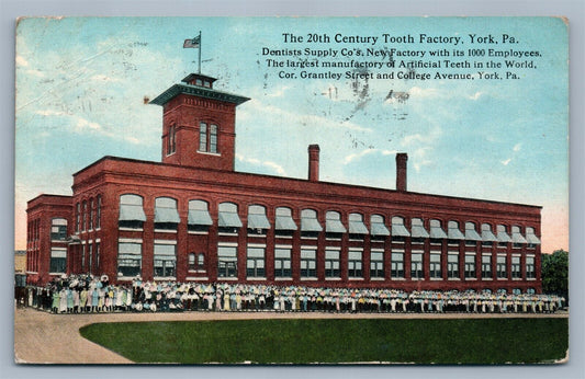 YORK PA TOOTH FACTORY ANTIQUE POSTCARD ARTIFICIAL TEETH