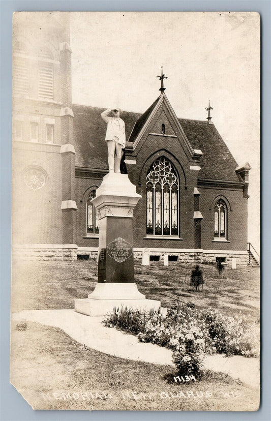 NEW GLARUS WI MEMORIAL ANTIQUE REAL PHOTO POSTCARD RPPC