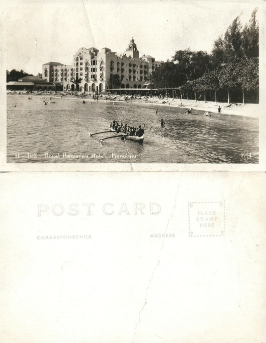 HONOLULU HI ROYAL HAWAIIAN HOTEL ANTIQUE REAL PHOTO POSTCARD RPPC