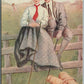 GOLF PLAYERS ROMANTIC ANTIQUE POSTCARD