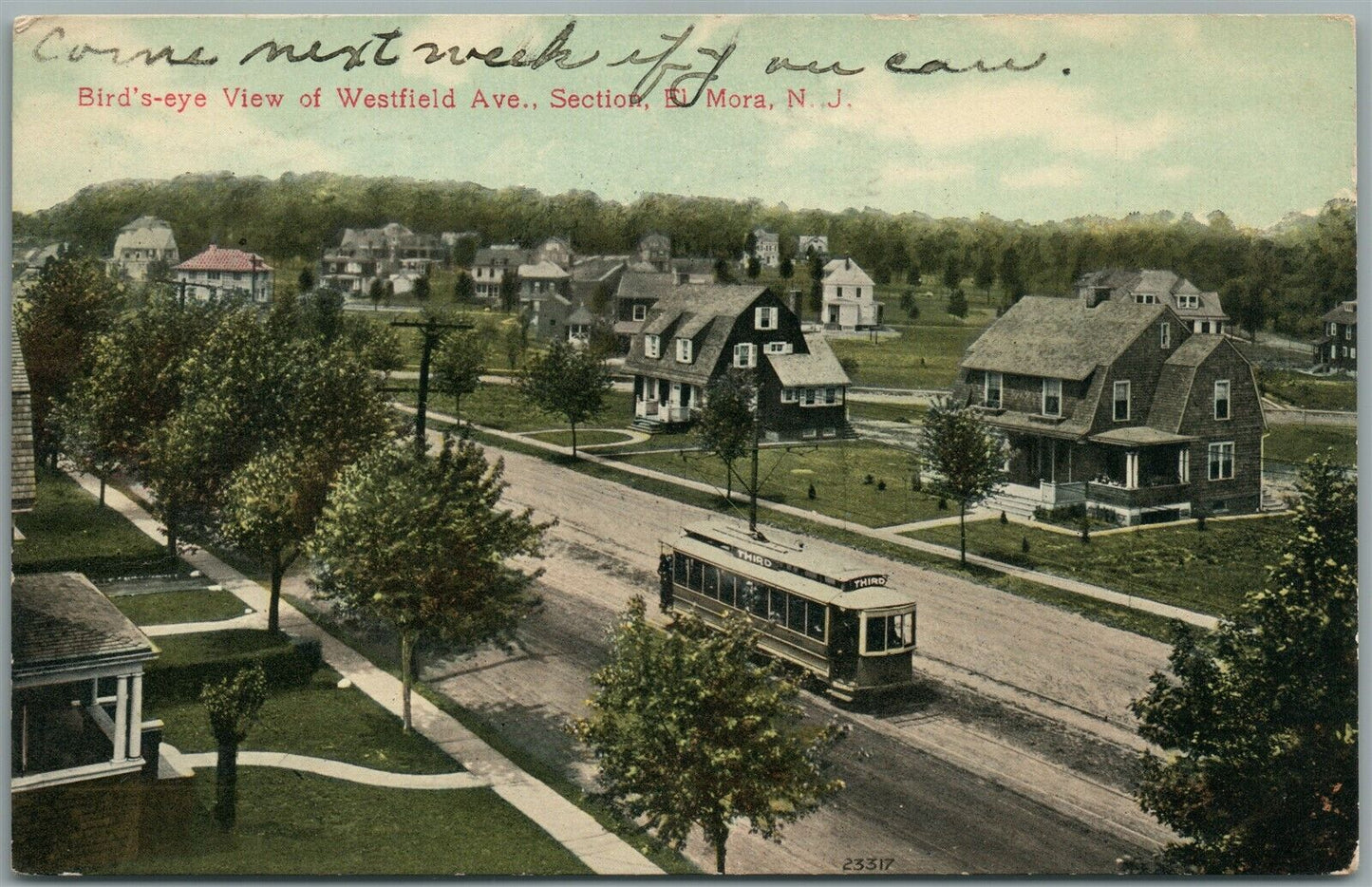 EL MORA NJ WESTFIELD AVENUE ANTIQUE POSTCARD