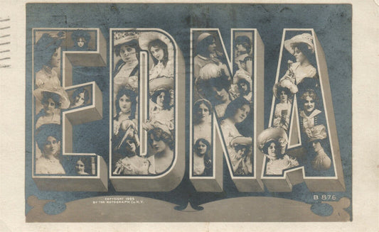 EDNA NAME ANTIQUE 1907 REAL PHOTO POSTCARD RPPC w/ GIRLS