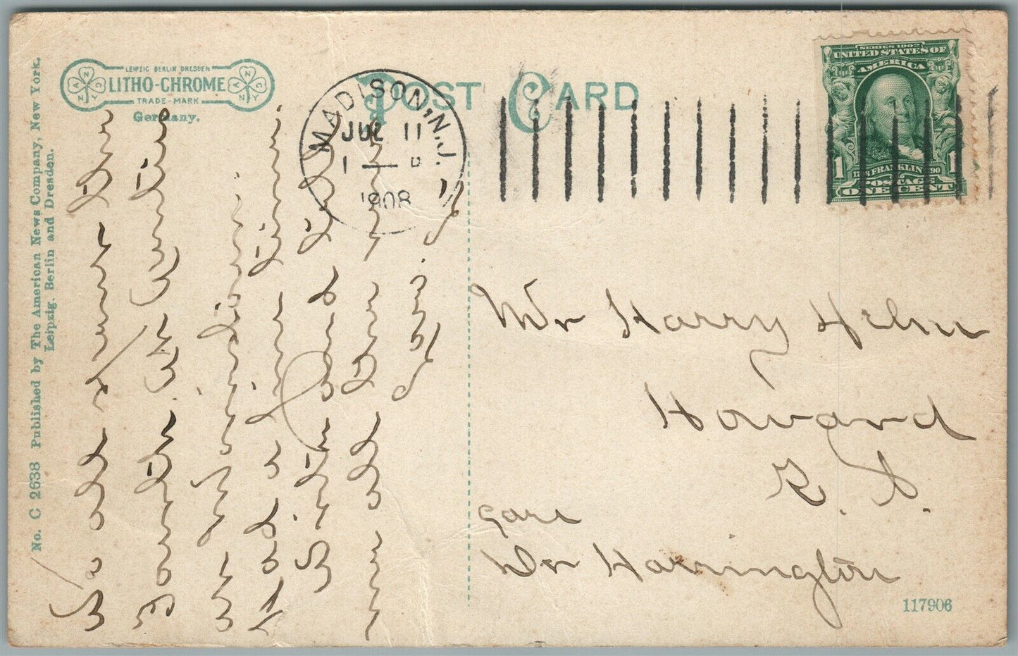 MADISON NJ WAVERLY PLACE ANTIQUE POSTCARD