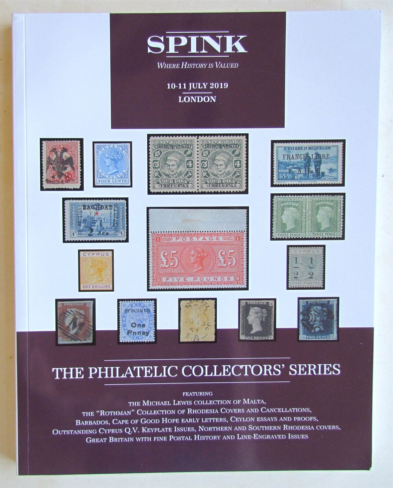 2019 SPINK AUCTION CATALOG PHILATHELIC STAMPS COLLECTIORS SERIES