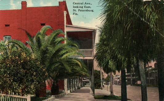 ST.PETERSBURG FL CENTRAL AVENUE LOOKING EAST 1916 ANTIQUE POSTCARD