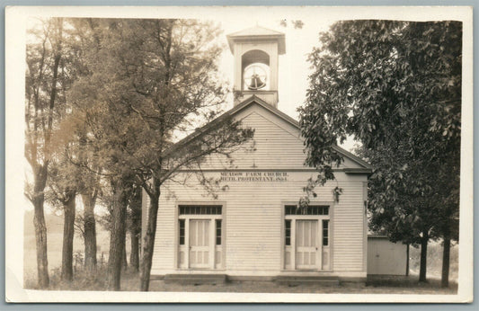 MEADOW FARM CHURCH MA VINTAGE REAL PHOTO POSTCARD RPPC