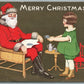 SANTA TEA CEREMONY CHRISTMAS ANTIQUE POSTCARD