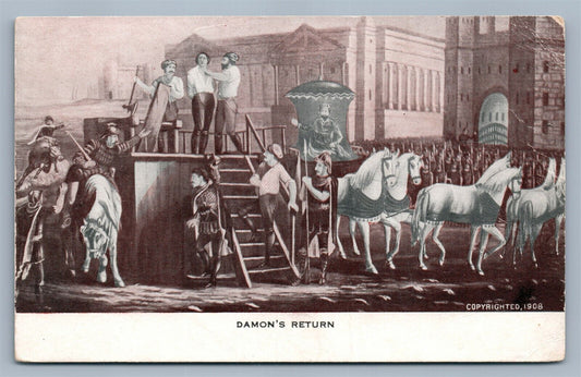 THEATRE PERFOMANCE DAMON'S RETURN ANTIQUE POSTCARD