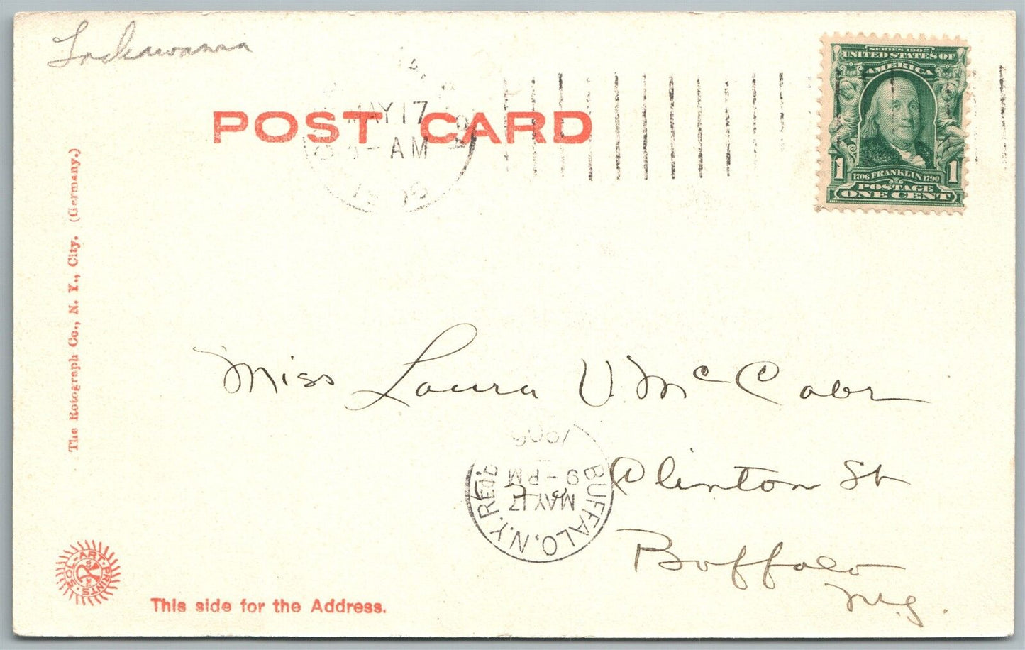 CARBONDALE PA CITY BUILDING 1906 UNDIVIDED ANTIQUE POSTCARD