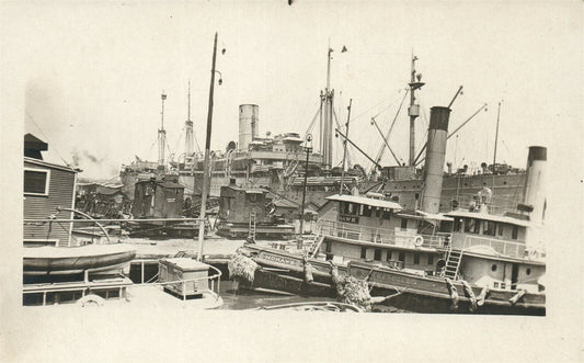 SHIP LANDING PORT ANTIQUE REAL PHOTO POSTCARD RPPC