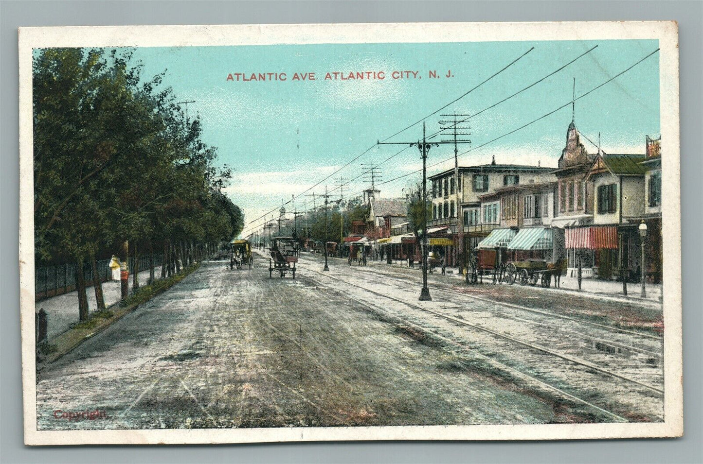 ATLANTIC CITY NJ ATLANTIC AVE. ANTIQUE POSTCARD