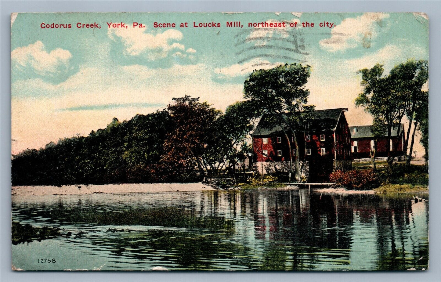 YORK PA CODORUS CREEK LOUCKS MILL 1917 ANTIQUE POSTCARD