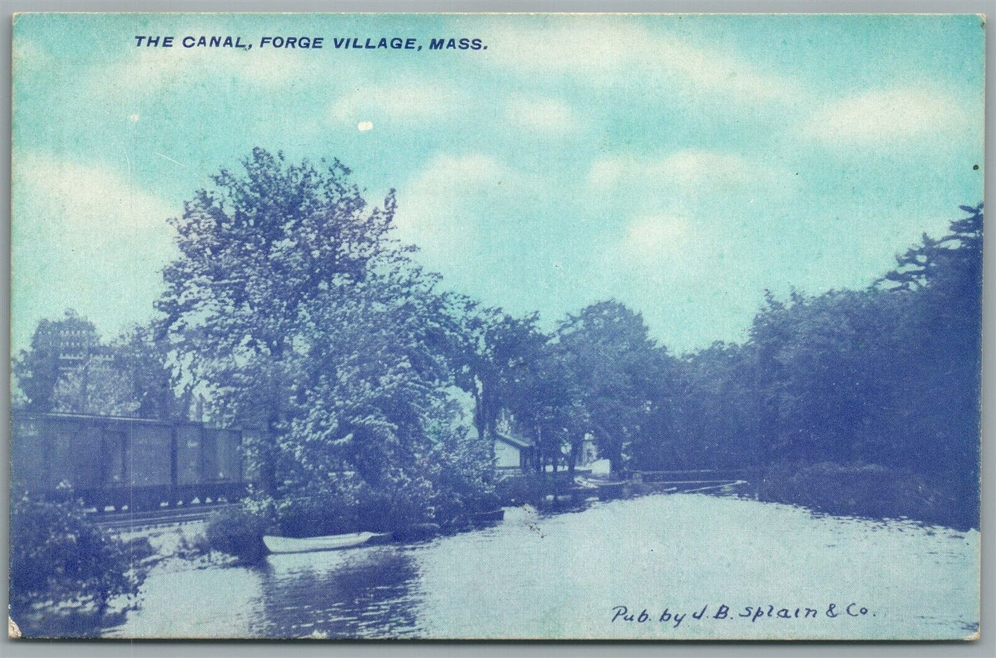 FORGE VILLAGE MA THE CANAL ANTIQUE POSTCARD