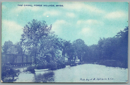 FORGE VILLAGE MA THE CANAL ANTIQUE POSTCARD