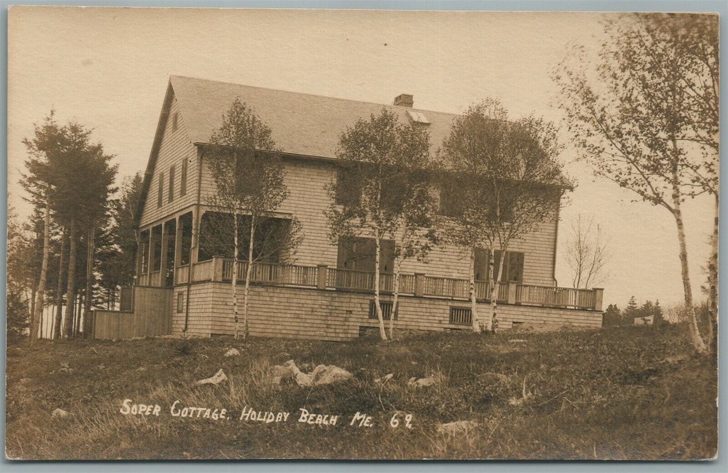 HOLIDAY BEACH ME SOPER COTTAGE ANTIQUE REAL PHOTO POSTCARD RPPC