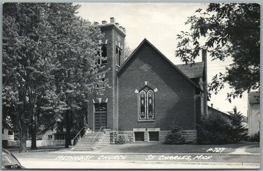 ST.CHARLES MI METHODIST CHURCH VINTAGE REAL PHOTO POSTCARD RPPC