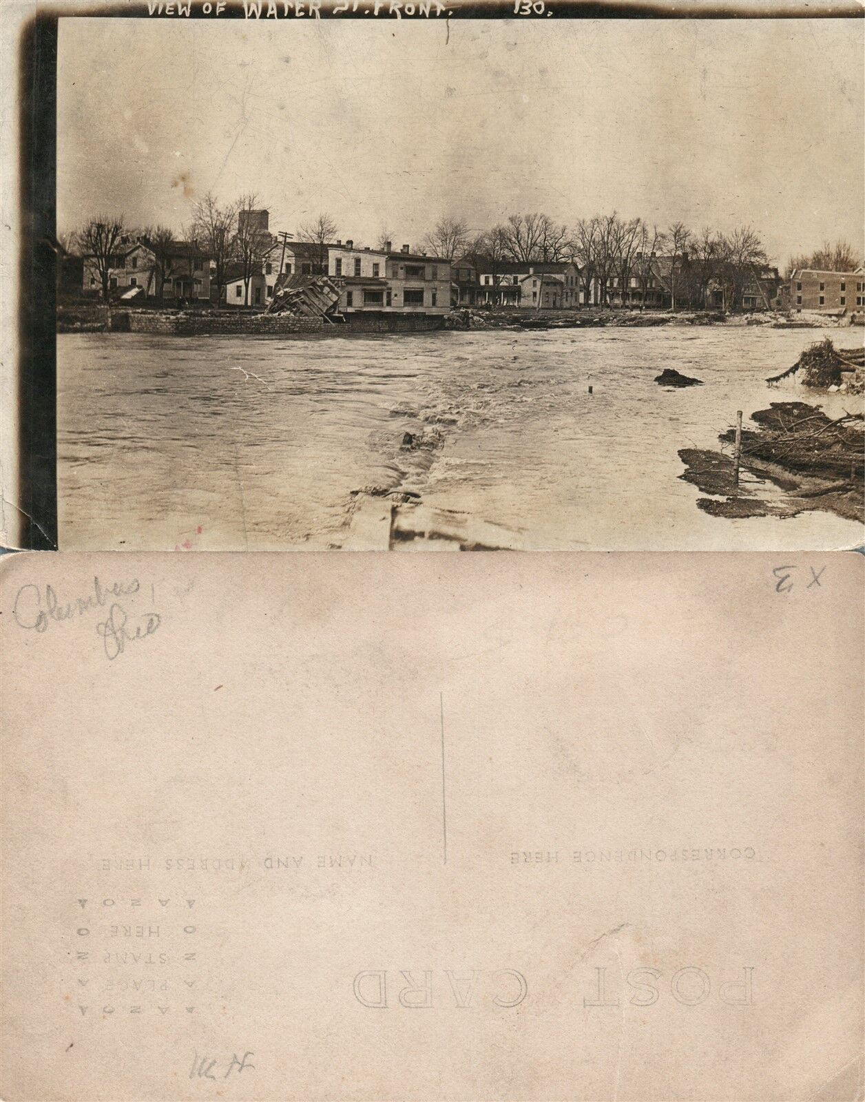 COLUMBUS OHIO 1913 (?) FLOOD ANTIQUE RPPC REAL PHOTO POSTCARD