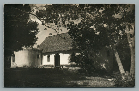 MEXICO CHICHEN ITZA MAYALAND LODGE HUT VINTAGE REAL PHOTO POSTCARD RPPC