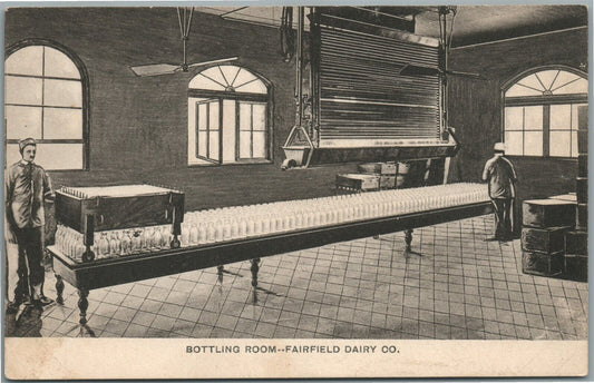 SOUTH AFRICAN FAIRFIELD DAIRY COMPANY BOTTLING ROOM ANTIQUE POSTCARD