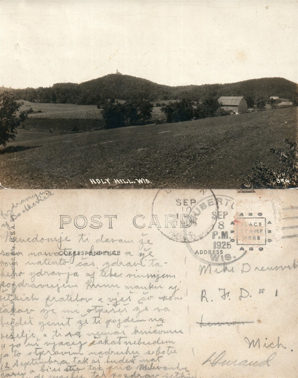 HOLY HILL WI 1925 ANTIQUE REAL PHOTO POSTCARD RPPC