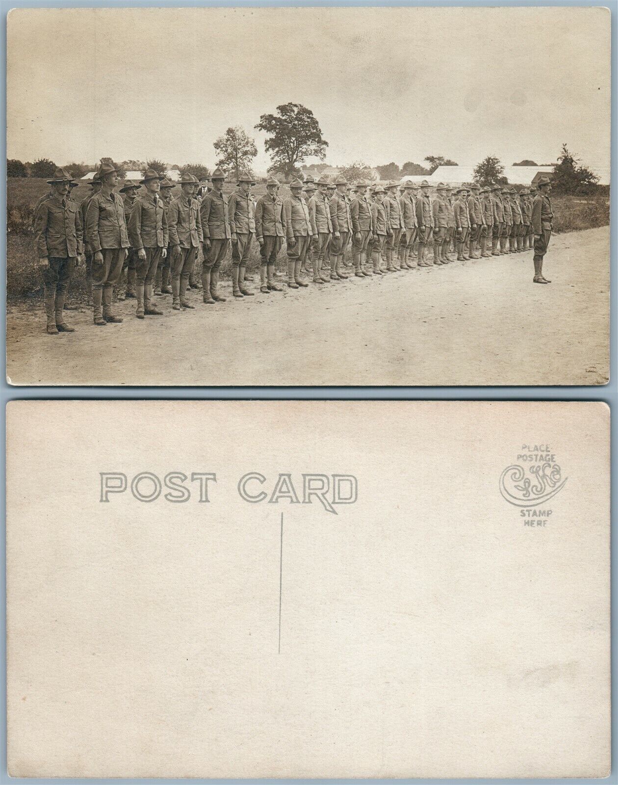 AMERICAN MILITARY WWI ERA ANTIQUE REAL PHOTO POSTCARD RPPC