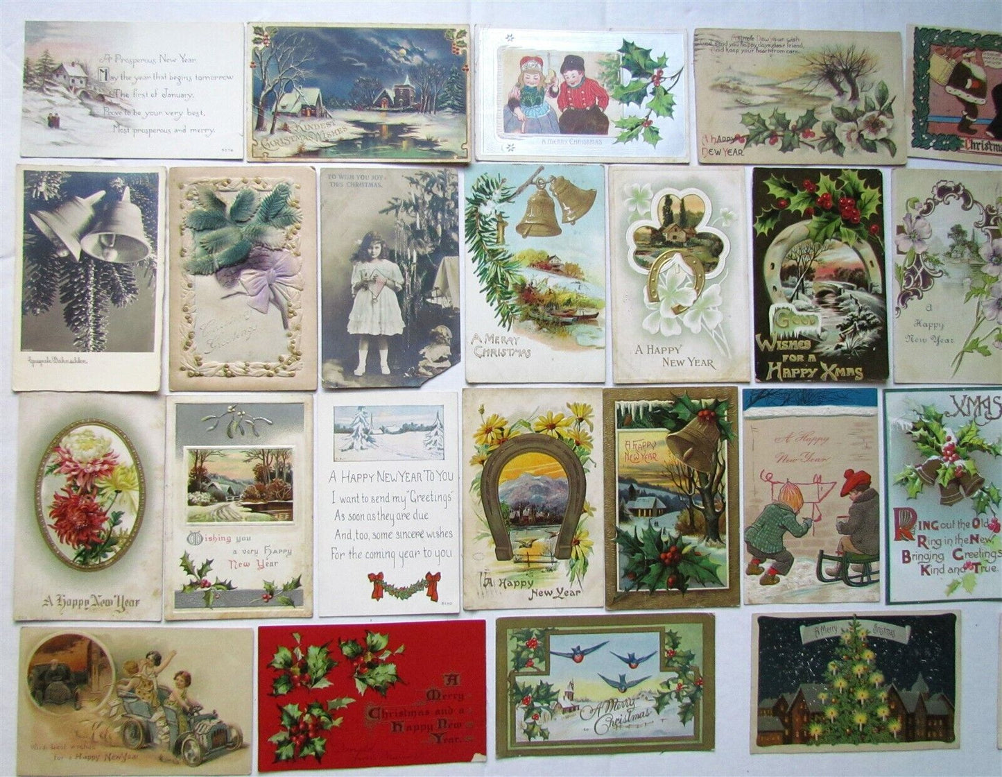 lot of 32 CHRISTMAS & NEW YEAR ANTIQUE POSTCARDS