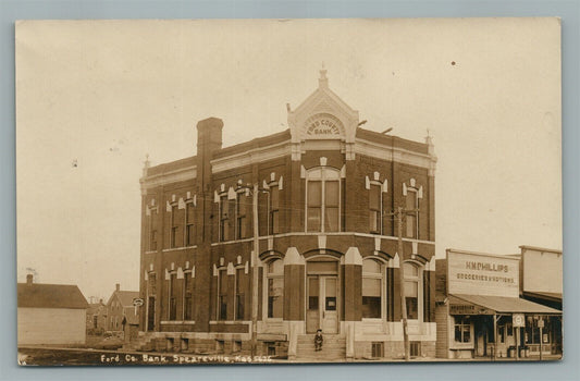 SPEARVILLE KS FORD CO. BANK ANTIQUE REAL PHOTO POSTCARD RPPC