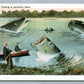 EXAGGERATED FISH ANTIQUE POSTCARD FISHING IS EXCELLENT HERE