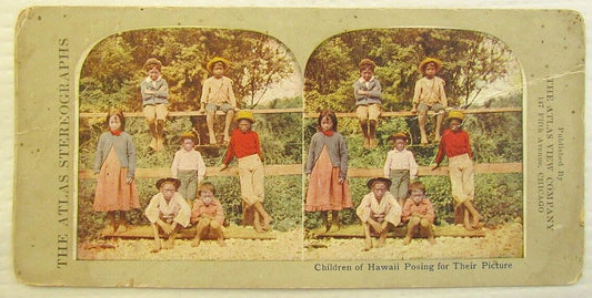 ANTIQUE STEREOVIEW PHOTO CHILDREN OF HAWAII