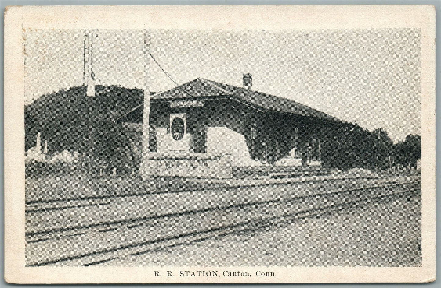 CANTON CT RAILROAD STATION RAILWAY TRAIN DEPOT ANTIQUE POSTCARD