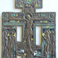 RUSSIAN icon WALL CROSS BRONZE MULTI ENAMEL ANTIQUE 1870s