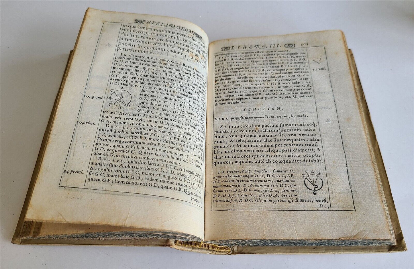 1574 EUCLIDIS ELEMENTORUM antique VELLUM 16th CENTURY GEOMETRY illustrated