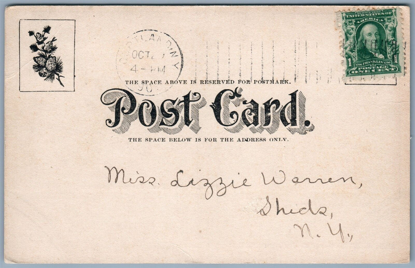 HOMER NY DAVID HARUM RESIDENCE UNDIVIDED ANTIQUE POSTCARD