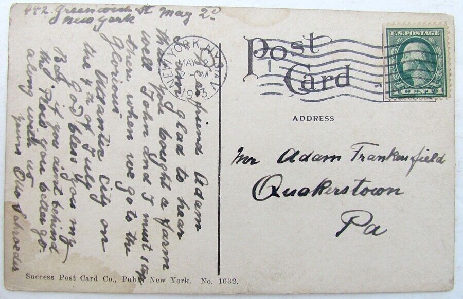 VINTAGE 1913 POSTCARD BIRD'S-EYE VIEW OF P.R.R. DEPOT NEW YORK train railroad